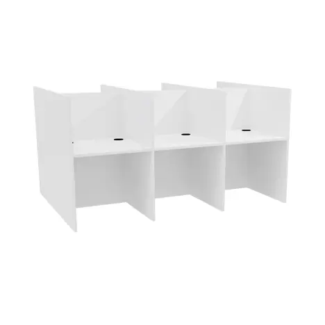 Student Study Booths - (Back to Back) - H1230 x W2350 x D1575mm - Six Person - White